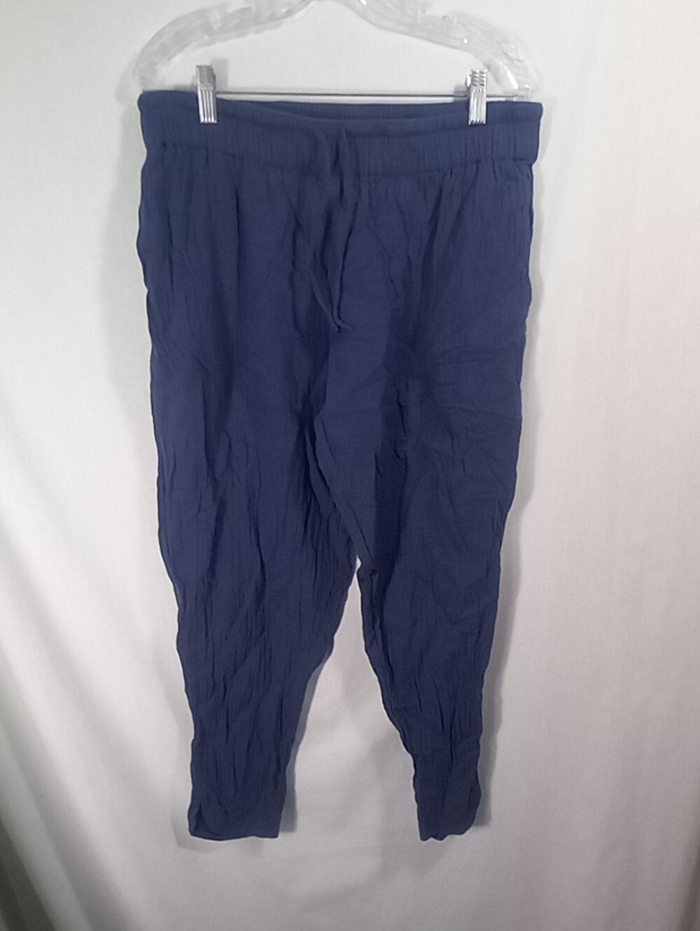 Pact Navy Blue Gauzy Organic Cotton Pull-on Tapered Leg Pants Size L